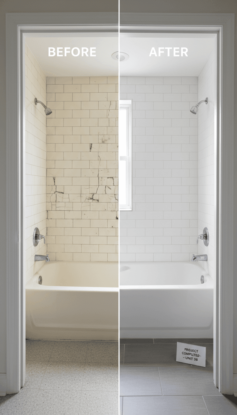 Completed apartment unit bathroom ready for occupancy